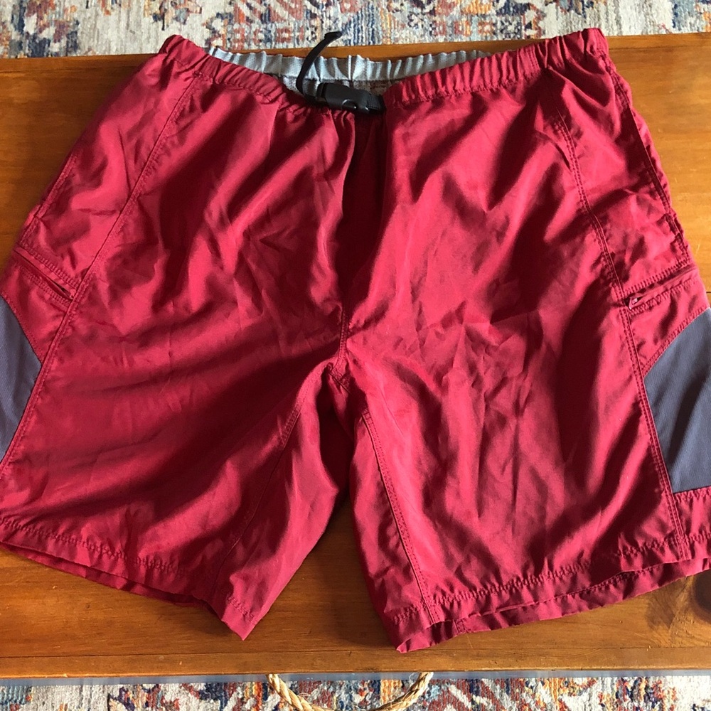 Eastern Mountain Sports Gray and Red Mesh Shorts